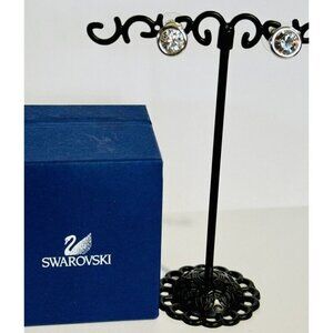 Swarovski Clear White Circle Round Crystal Earrings Post Stud Classic Minimalist